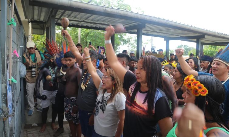 Belém (PA), 30/01/2025 - Indígenas de 22 etnias diferentes, ocupam a sede da Secretaria de Estado de Educação (Seduc). Foto: Seduc/Divulgação